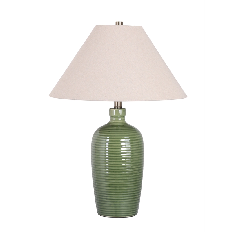 Verdant Elegance Ceramic Metal Table Lamp Sage Green - Set of 2