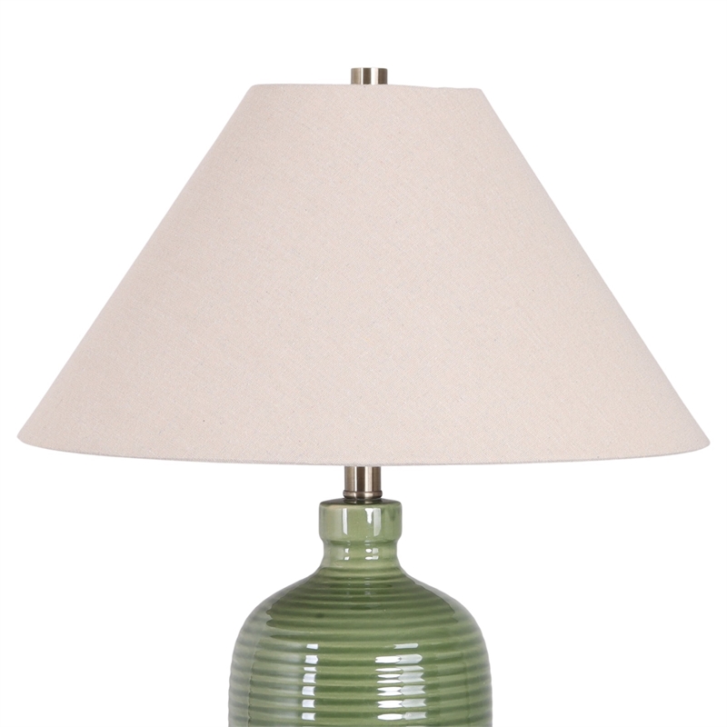 Verdant Elegance Ceramic Metal Table Lamp Sage Green - Set of 2