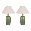 Verdant Elegance Ceramic Metal Table Lamp Sage Green - Set of 2