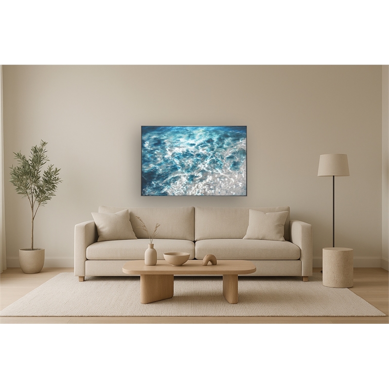 Ocean Waves Mixed Media Art Aluminum Multi-Color Wall Art - Silver Frame