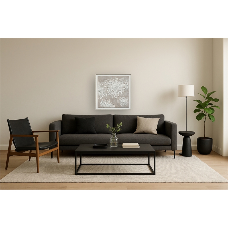 White Textured Elegance II Framed Canvas Wall Art - Cream Wood Frame - 30