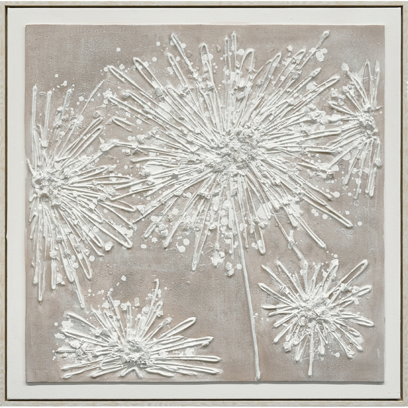 White Textured Elegance II Framed Canvas Wall Art - Cream Wood Frame - 30