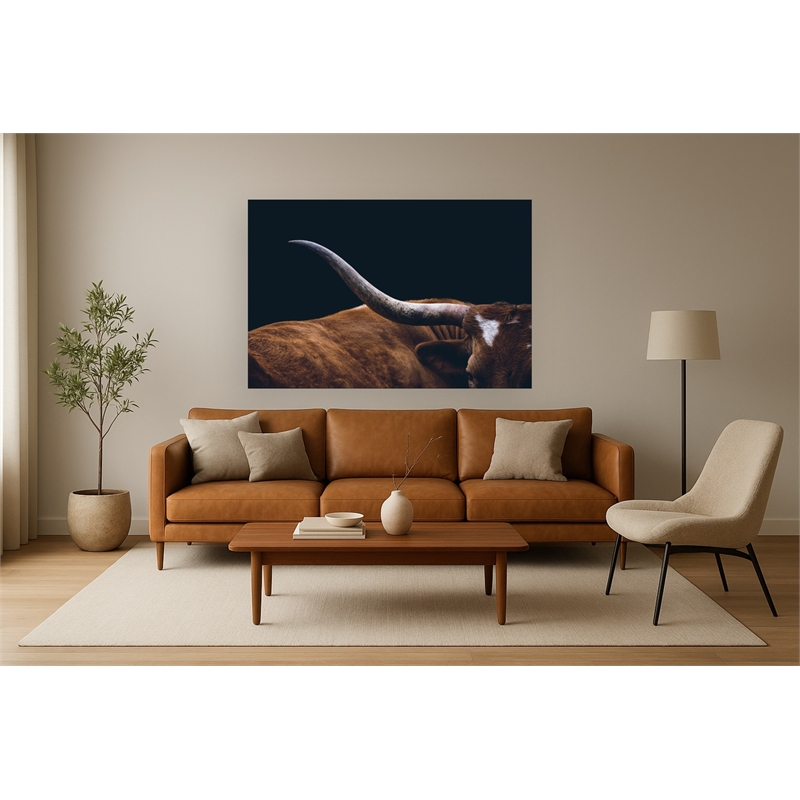 Texas Longhorn Frameless Multi-Color Tempered Glass Wall Art - 60