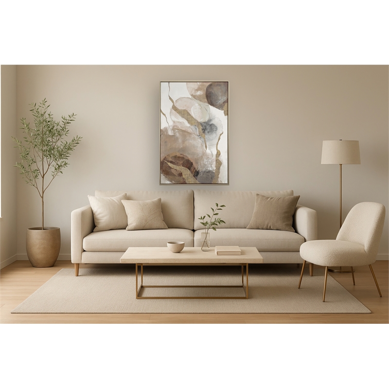 Brown Ethereal Whispers I Framed Canvas Wall Art - Champagne Wood Frame