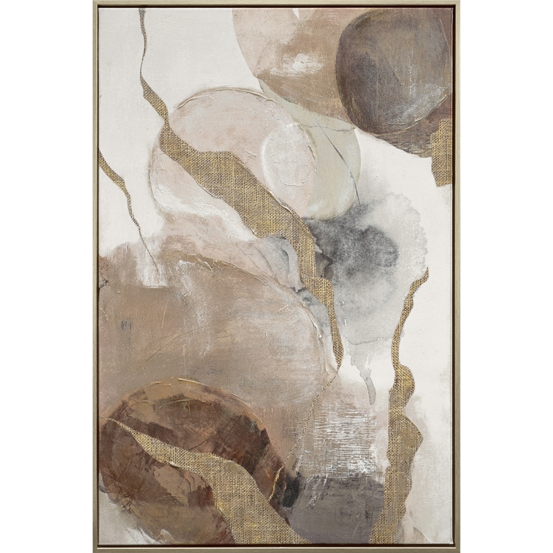Brown Ethereal Whispers I Framed Canvas Wall Art - Champagne Wood Frame