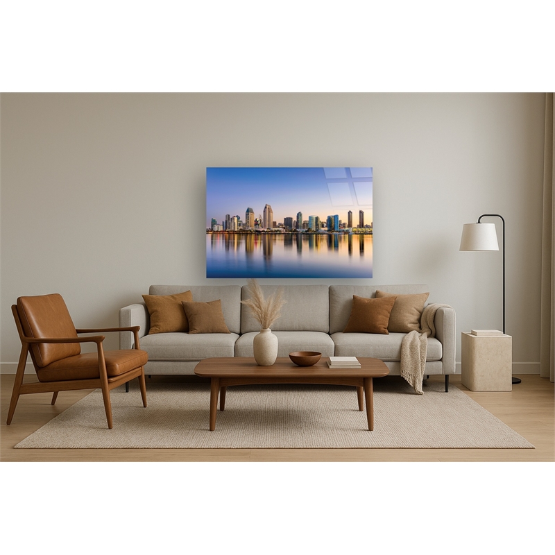 San Diego Skyline Frameless Multi-Color Tempered Glass Wall Art - 60
