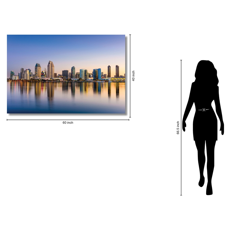 San Diego Skyline Frameless Multi-Color Tempered Glass Wall Art - 60