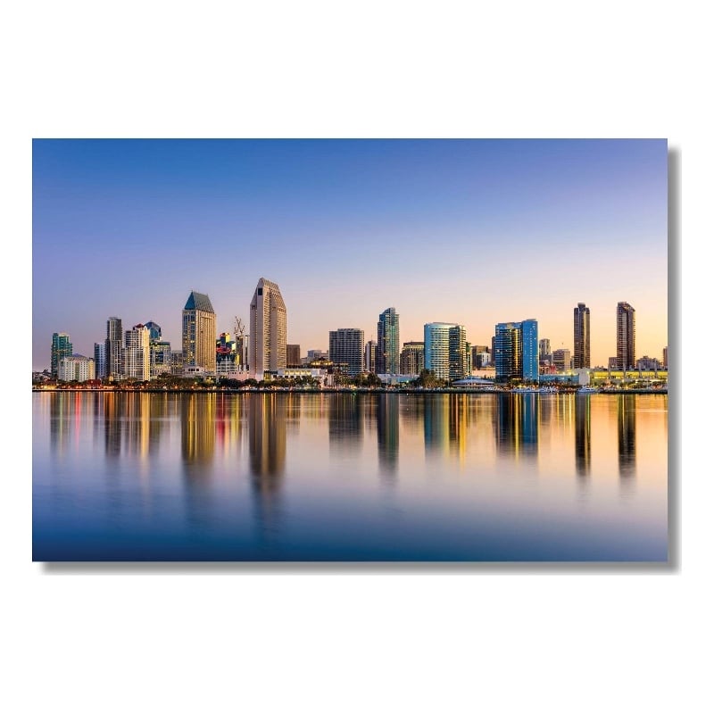 San Diego Skyline Frameless Multi-Color Tempered Glass Wall Art - 60