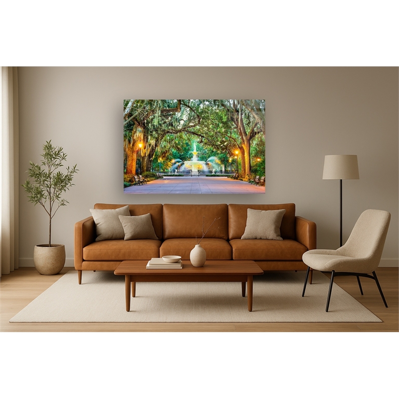 Forsyth Park Savannah Frameless Multi-Color Tempered Glass Wall Art - 60