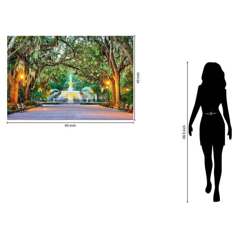 Forsyth Park Savannah Frameless Multi-Color Tempered Glass Wall Art - 60
