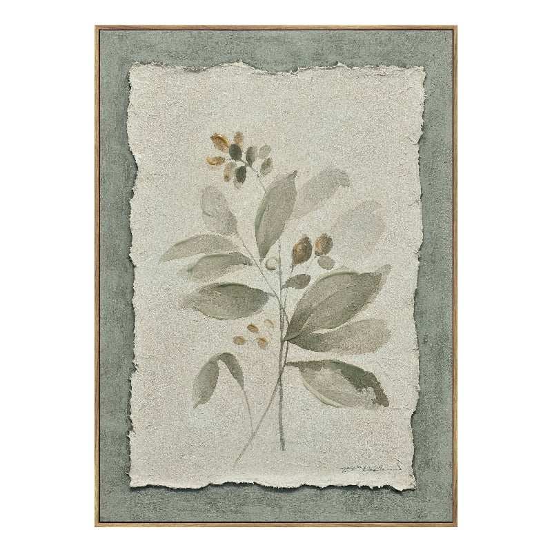 Flowers on Paper I Multi-Color Canvas Wall Art - Dark Wood Frame - 20