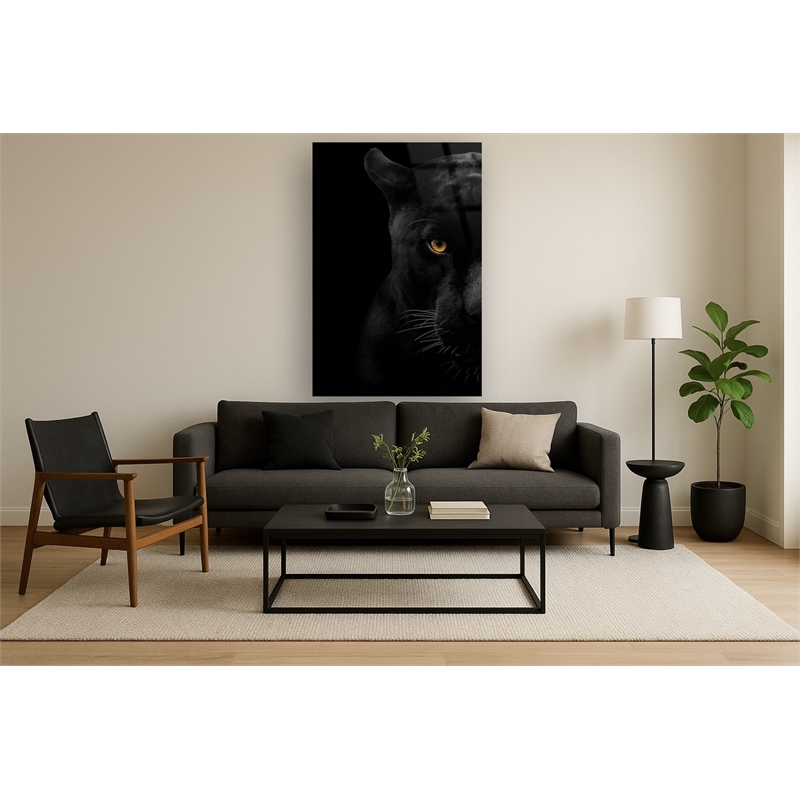 Panther Face Frameless Multi-Color Tempered Glass Wall Art - 40