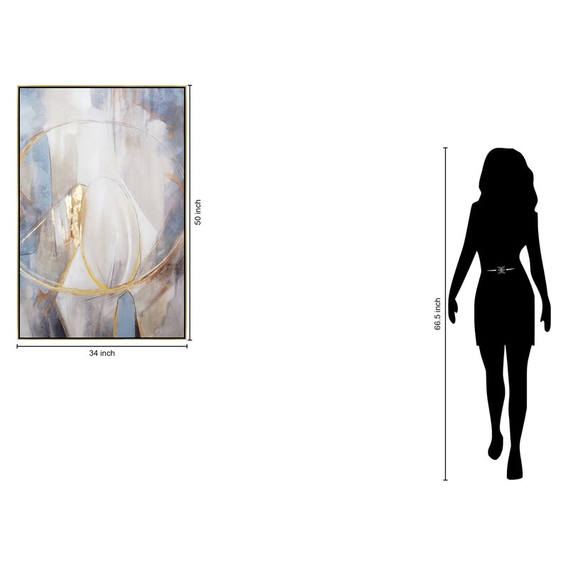Celestial Gold-Accented Abstract Multi-Color Canvas Wall Art - Gold Wood Frame