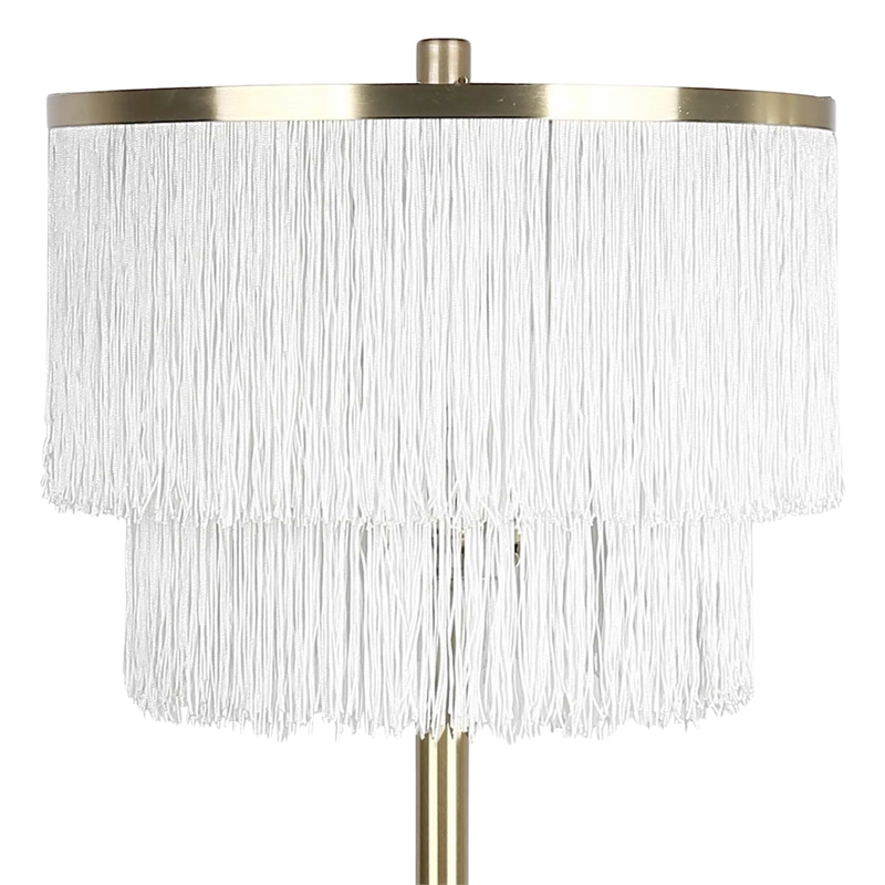 Tassel Elegance Metal Marble Table Lamp Soft Gold & White - Set of 2
