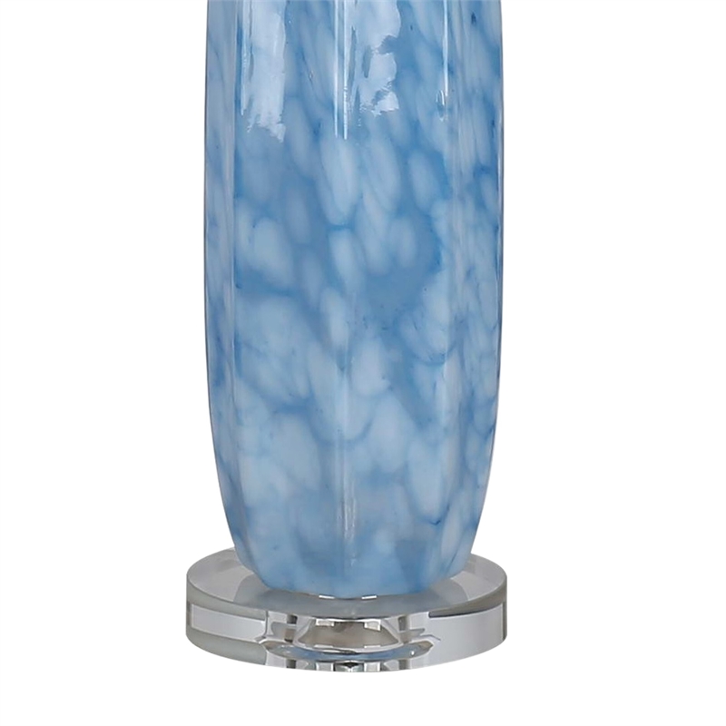 Azure Drift Table Lamp Blue Art Glass & Clear Crystal - Set of 2