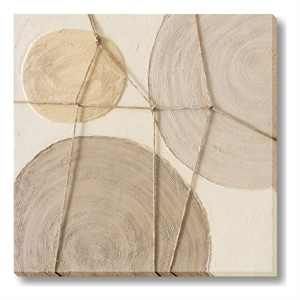 Tactile Neutrals Textured Abstract Circles Multi-Color Canvas Wall Art