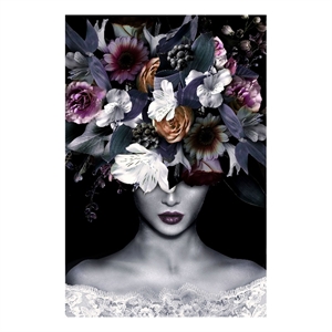 Flower Head Arrangement Frameless Multi-Color Tempered Glass Wall Art