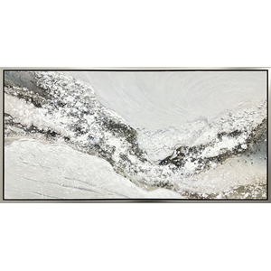 White Snowy Drift Framed Canvas Wall Art - Silver Wood Frame - 60&quot x 30&quot