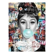 Bubble Gum Icon Portrait Multi-Color Canvas Wall Art - Wood Frame - 36