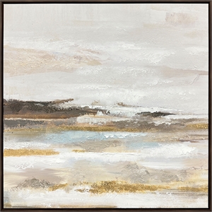 Cream Tranquil Horizon I Framed Canvas Wall Art - Brown Wood Frame - 30&quot x 30&quot