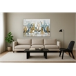 Golden Skyline Reverie Multi-Color Canvas Wall Art - Champagne Gold Wood Frame