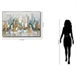 Golden Skyline Reverie Multi-Color Canvas Wall Art - Champagne Gold Wood Frame