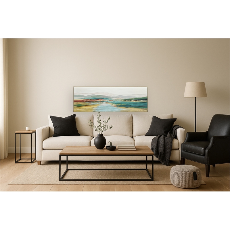 A Colorful Horizon Multi-Color Canvas Wall Art - Champagne Gold Wood Frame