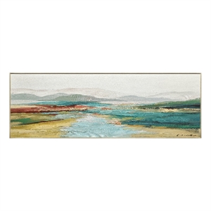 A Colorful Horizon Multi-Color Canvas Wall Art - Champagne Gold Wood Frame