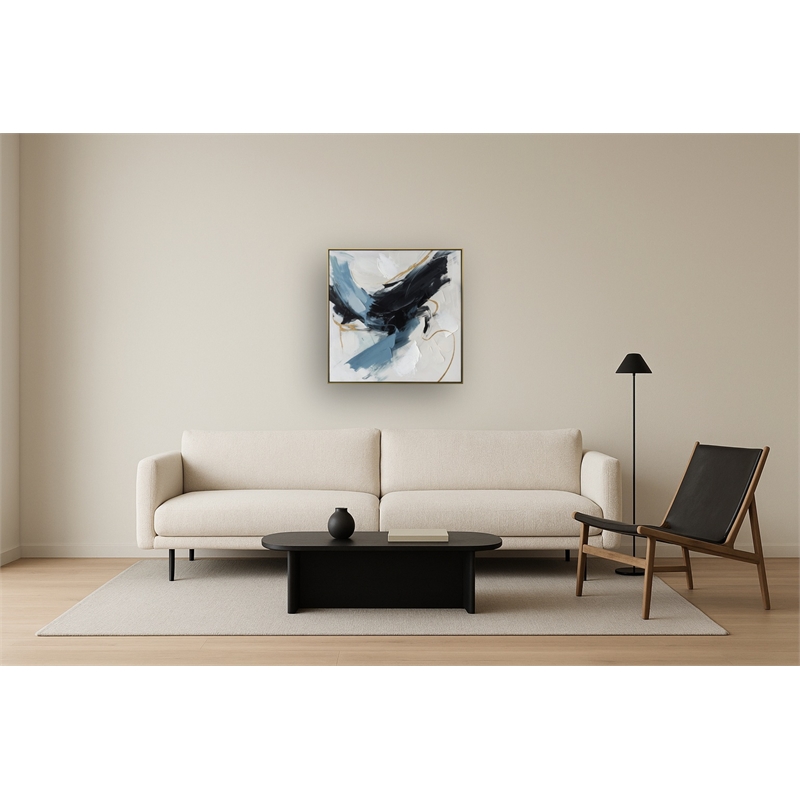 Midnight Cascade Abstract Multi-Color Canvas Wall Art - Gold Wood Frame