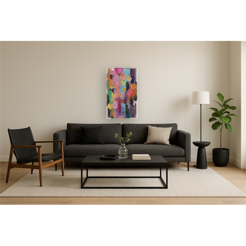 Abstract Flower Art Multi-Color Canvas Wall Art - Multicolor Wood Frame