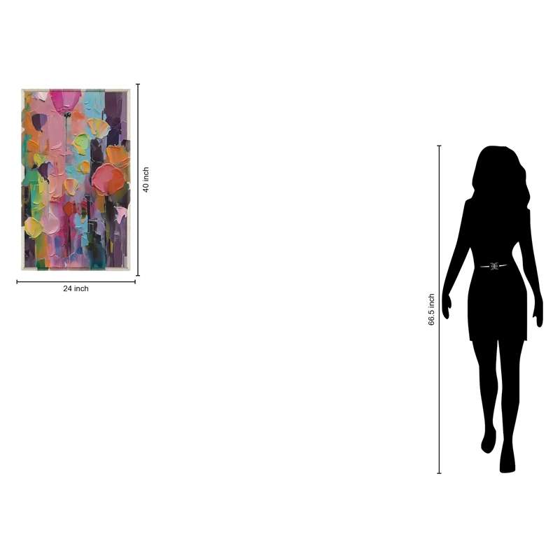 Abstract Flower Art Multi-Color Canvas Wall Art - Multicolor Wood Frame
