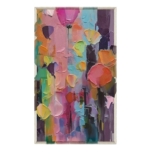 Abstract Flower Art Multi-Color Canvas Wall Art - Multicolor Wood Frame