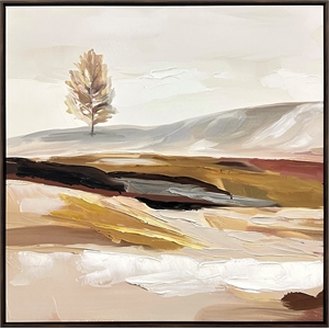 Brown Solitary Serenity I Framed Canvas Wall Art - Brown Wood Frame - 30&quot x 30&quot