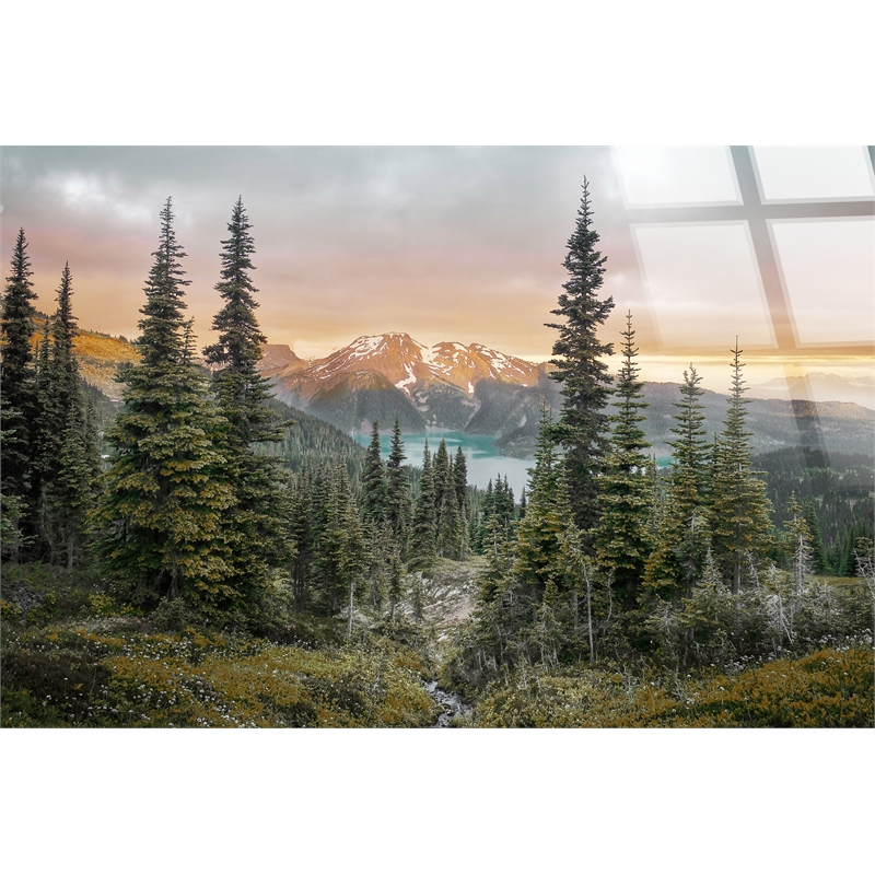 Tranquil Peaks Frameless Multi-Color Tempered Glass Wall Art - 60