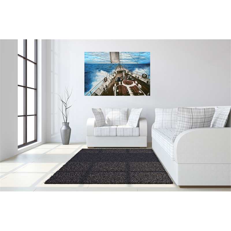 Sailboat Waters Frameless Multi-Color Tempered Glass Wall Art - 60