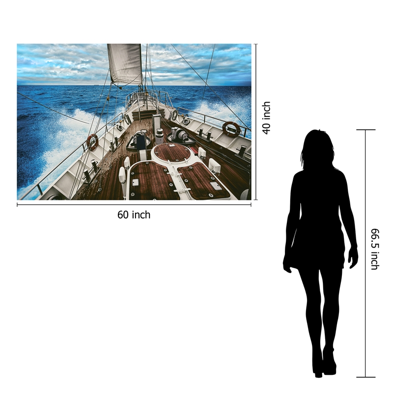 Sailboat Waters Frameless Multi-Color Tempered Glass Wall Art - 60