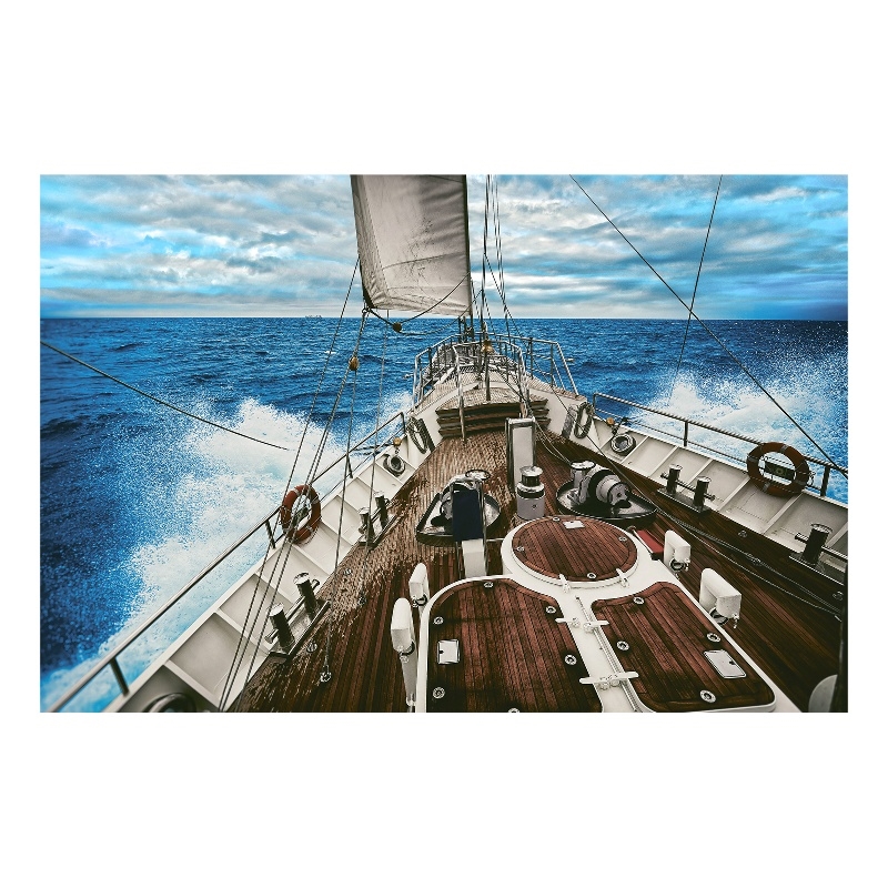 Sailboat Waters Frameless Multi-Color Tempered Glass Wall Art - 60
