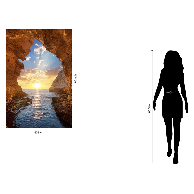 Grotto Sunset Frameless Multi-Color Tempered Glass Wall Art - 40