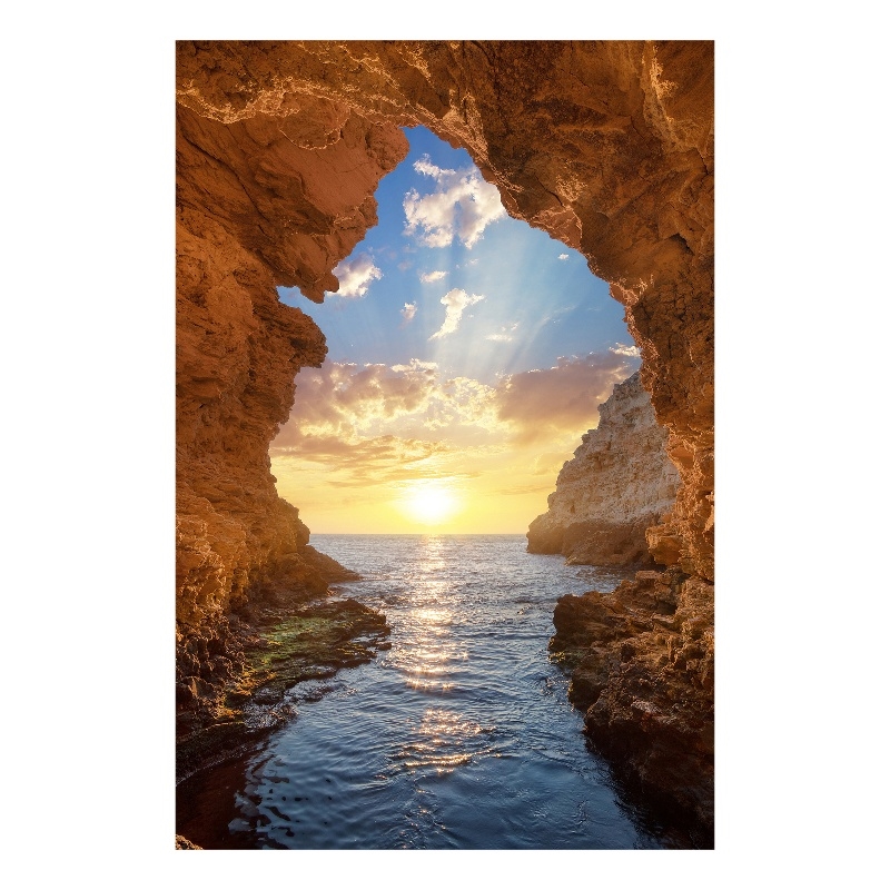 Grotto Sunset Frameless Multi-Color Tempered Glass Wall Art - 40