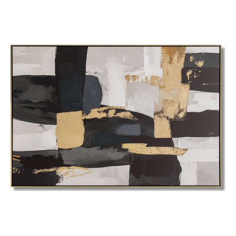 Golden Noir Fusion Multi-Color Canvas Wall Art - Gold Wood Frame - 60
