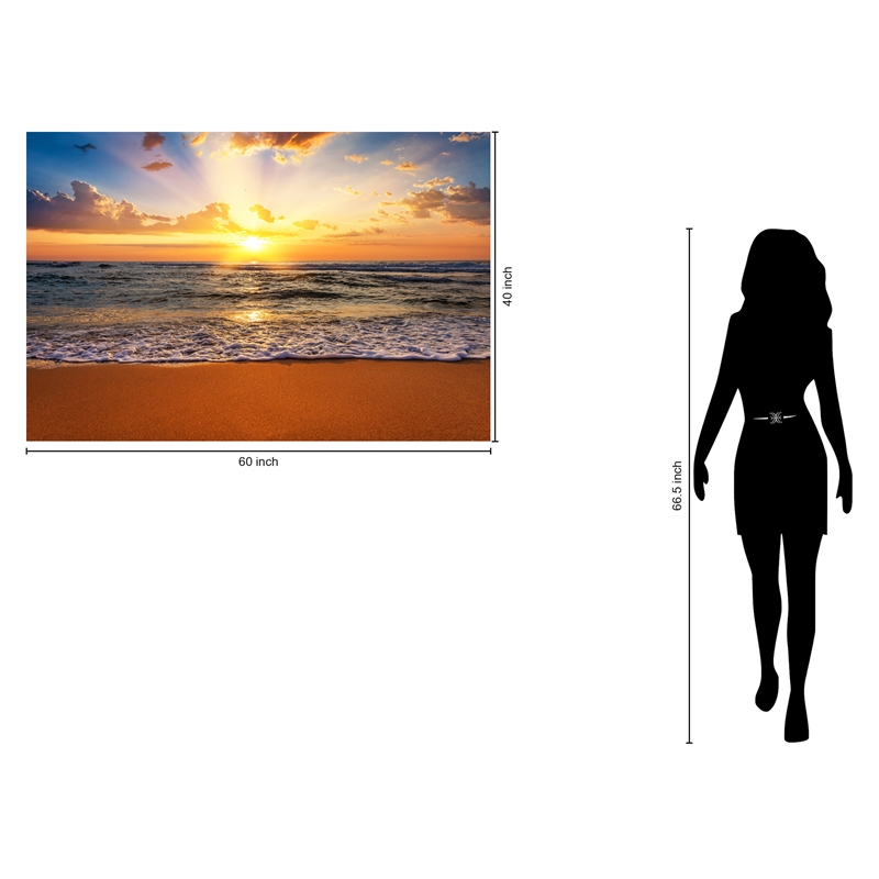 Sunset Beach Frameless Multi-Color Tempered Glass Wall Art - 60