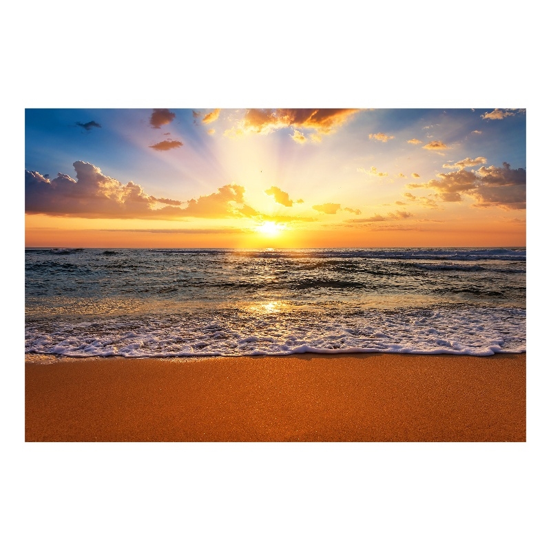 Sunset Beach Frameless Multi-Color Tempered Glass Wall Art - 60