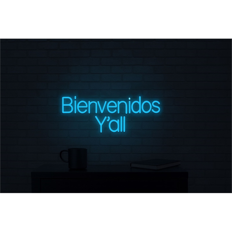 Blue Bienvenidos Y'all LED Neon Sign on Acrylic - 30
