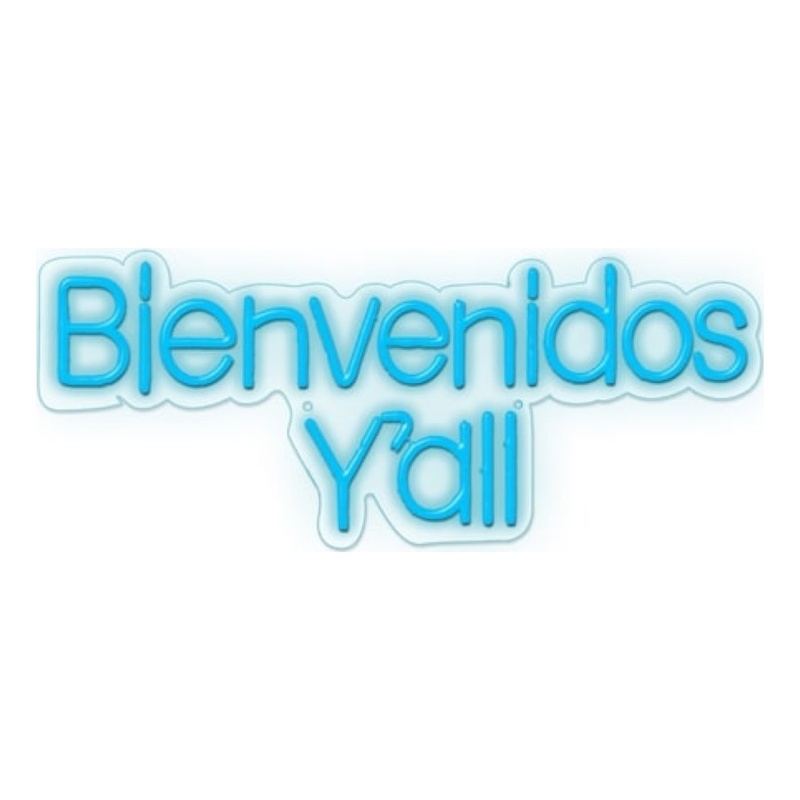 Blue Bienvenidos Y'all LED Neon Sign on Acrylic - 30