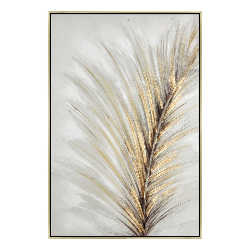 Gilded Whisper Palm Multi-Color Canvas Wall Art - Gold Wood Frame - 24
