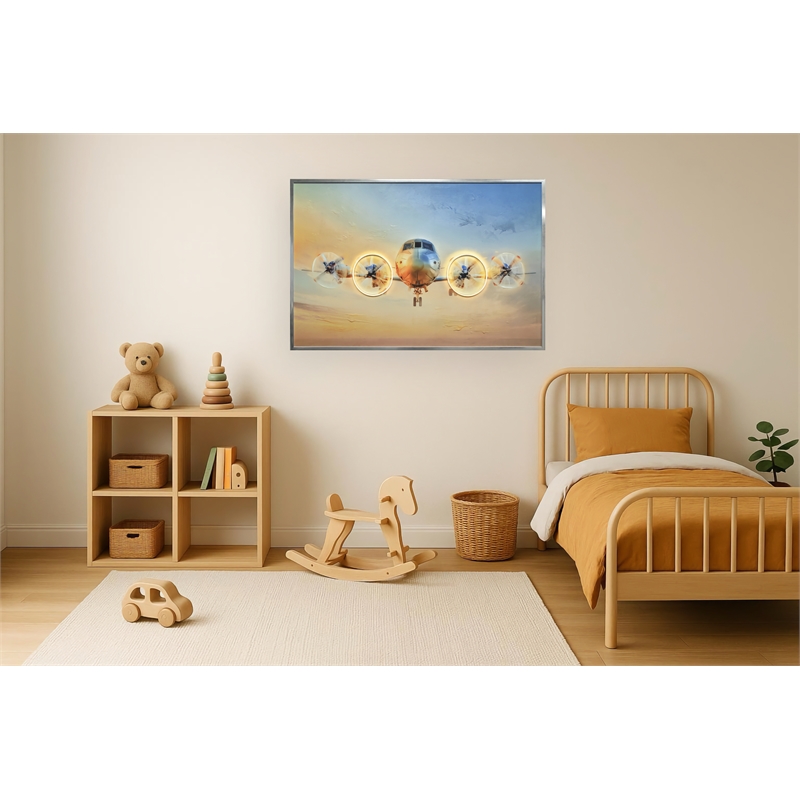 Aviation Glow Framed Multi-Color Canvas LED Neon Wall Art - Wood Frame