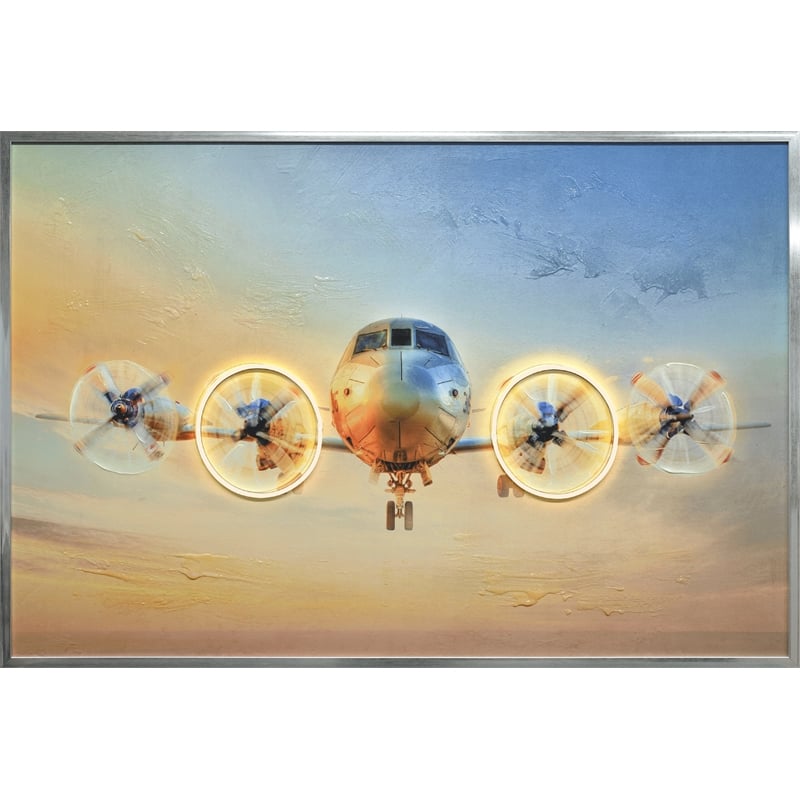 Aviation Glow Framed Multi-Color Canvas LED Neon Wall Art - Wood Frame
