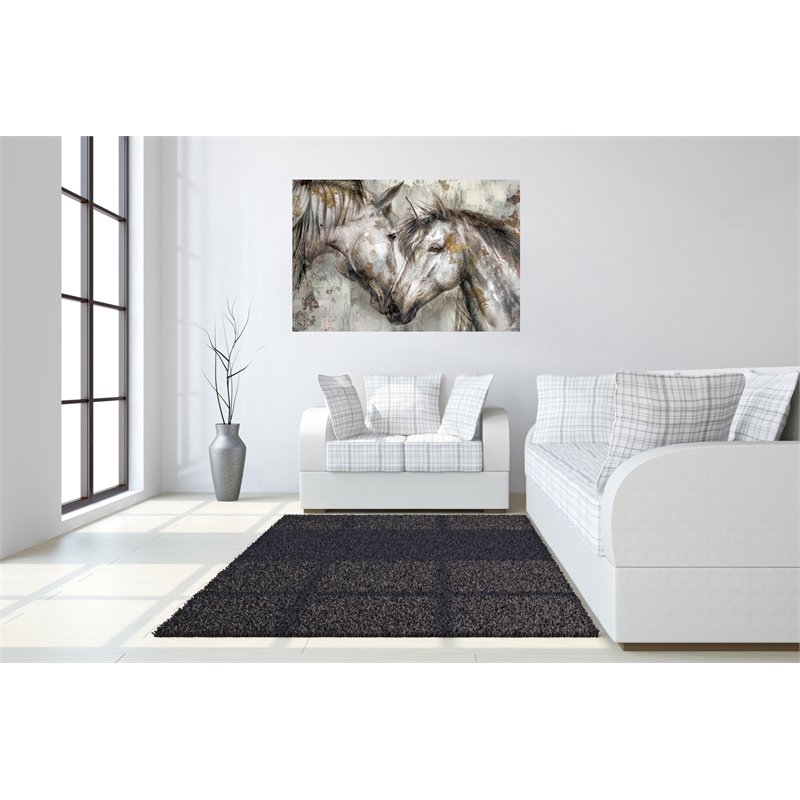 Horses Together Frameless Multi-Color Tempered Glass Wall Art - 60