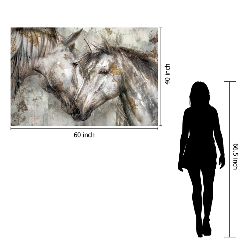 Horses Together Frameless Multi-Color Tempered Glass Wall Art - 60