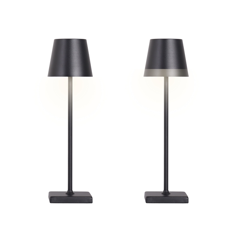 Eclipse Aura Rechargeable LED Metal Table Lamp - Black - Set of 2